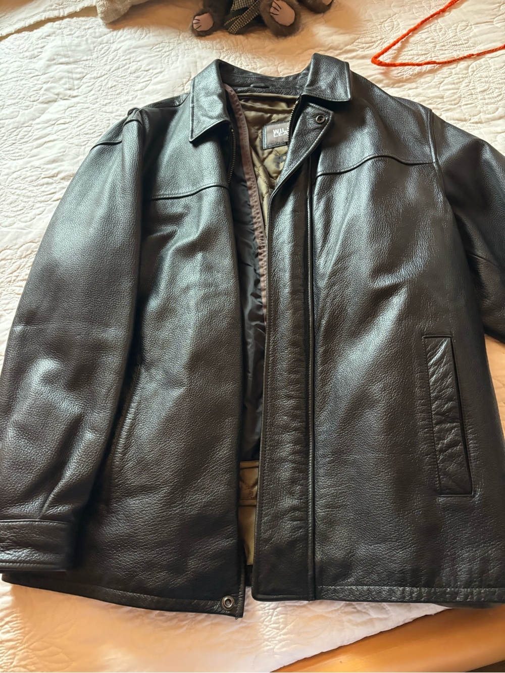 Wilson Black Men's Pea Coat Style Leather Jacket